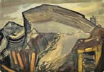 028 Im Tagebau Golpa, 1949, Aqaurell, 43 x 61 cm