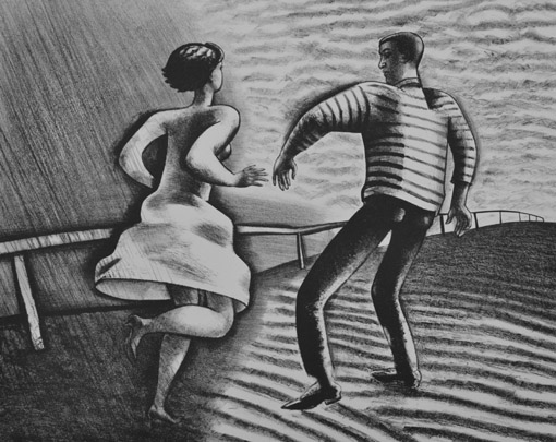 Paar im Regen, 1967, Lithographie, 40 x 50,3 cm