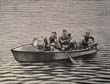 Im Motorboot, 1967, Lithographie, 39,5 x 50,6 cm