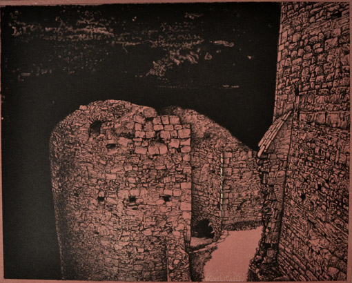 Die rote Burg, 2004, Farblithographie, 29,5 x 36 cm