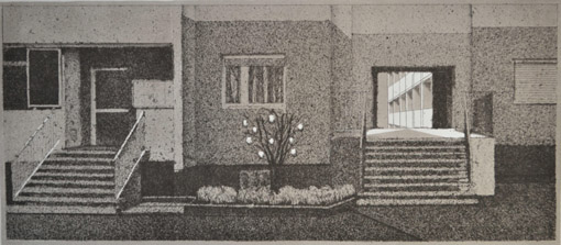 Ostern in Halle- Neustadt, 2012, Farblithographie, 15,5 x 31,2 cm