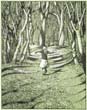 Amelie im Wald 2, 2013, Farblithographie, 31,8 x 26,5 cm