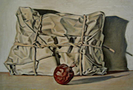 Granatapfel & Paket- Öl auf Hartfaser- 2003- 40 x 60 cm