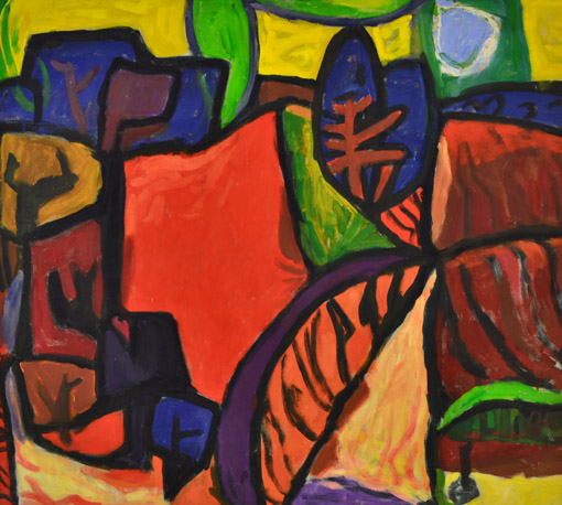 Fritz Keller, Rotes Feld, 1987, Oel auf Hartfaser, 120 x 135 cm