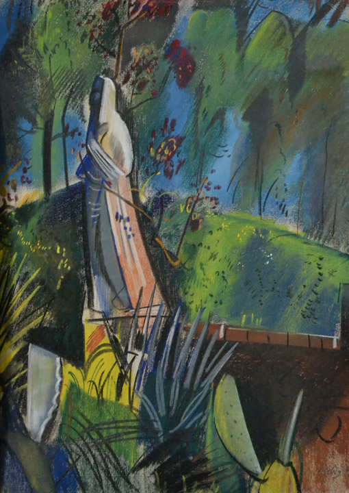Otto Herbig, o. T. (Skulptur im Garten), 1930, Pastell, 63 x 48,2 cm