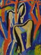 Fritz Keller, Gelbe Pferde, o. J., Oel auf Hartfaser, 83 x 63 cm