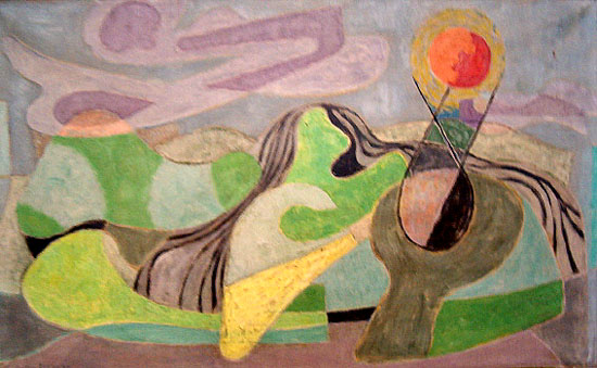 G188 - Landschaft mit Sonne, 1951, 40,5 x 65 cm