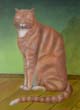 021 Sitzende Katze, 2017, Oel auf Malplatte, 49 x 36,7 cm
