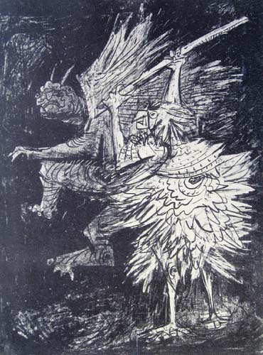 Ungeheuer 1961 Lithographie ca 42 x 31 cm