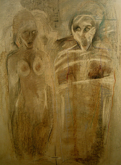 Diotima und eine Hälfte des Lebens (zu Hölderlin), 1981, Pastell, 100 x 75 cm