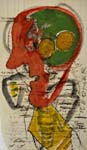 005 Redner, Kreide, Gouache auf altem Papier, 34,2 x 20,1 cm