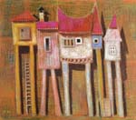 035 Häuser auf Stelzen. 1993, Pastell, 69,7 x 80 cm