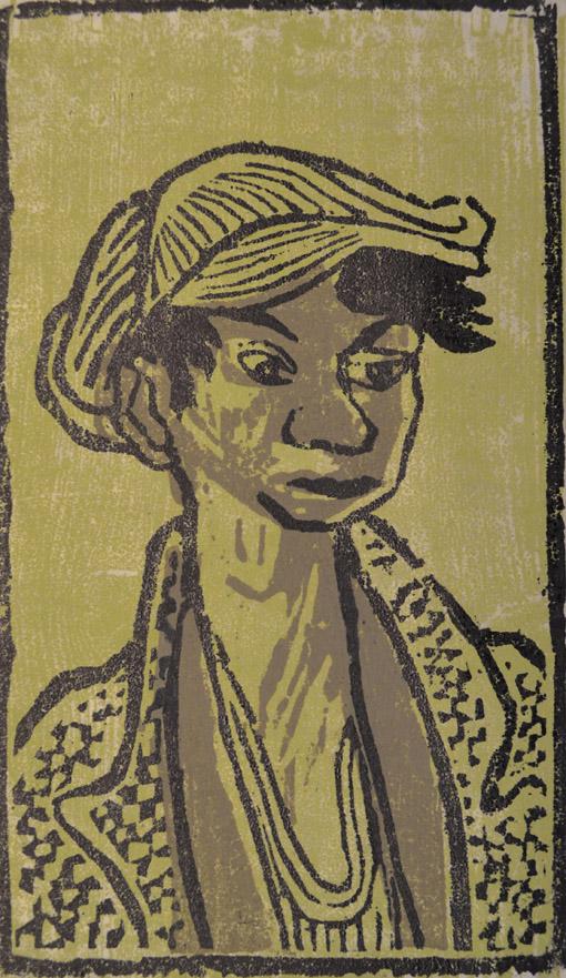 011 Otto Pankok, Papelon mit Mütze, Farbholzschnitt, 1943, 24,7 x 14,5 cm