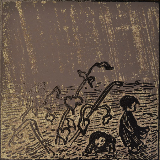 013 Otto Pankok, Kinder im Herbst, 1946, Farbholzschnitt, 26,3 x 27 cm