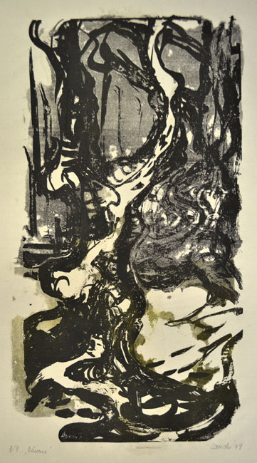 Helmut Lander Weißbuchen 1949 Lithographie 52 x 28 cm