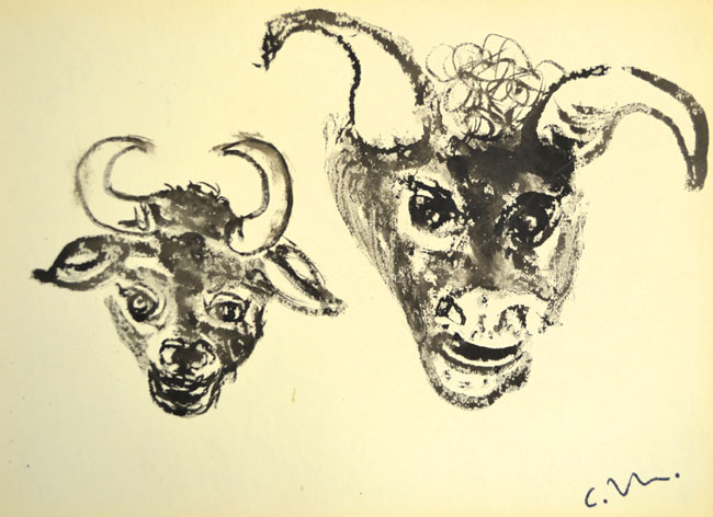 035 Stierköpfe, o. J., Tusche, 21,2 x 29,7 cm