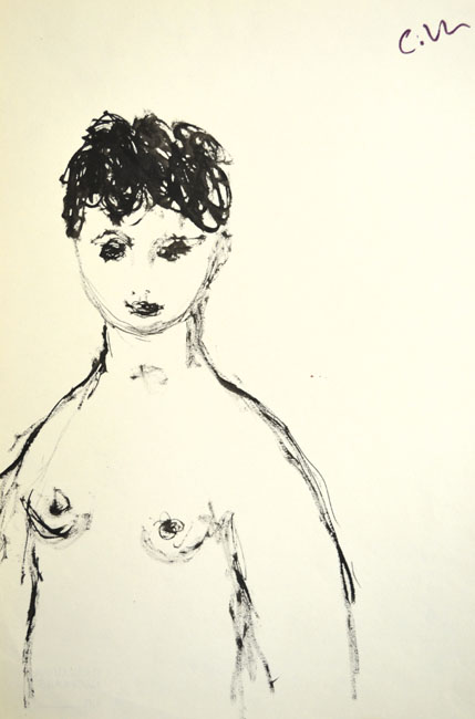 040 Mädchen, 1957, Tusche, 29,9 x 20,5 cm