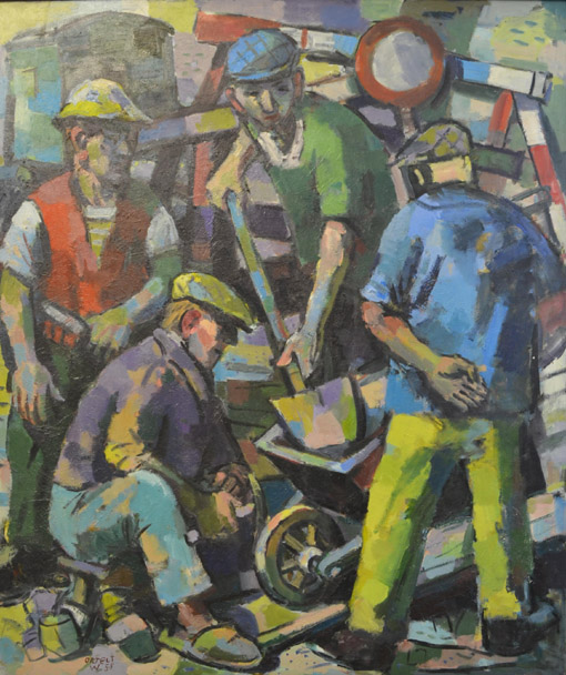 010 Strassenarbeiter, 1958, Oel auf Leinwand, 140,8 x 120,6 cm