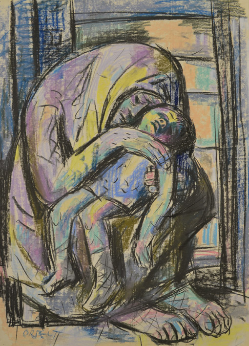 015 Leid einer Mutter, um 1959, Pastell, 74 x 53 cm