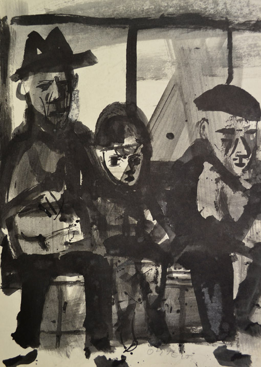 Im Bus, um 1962, Tusche, Feder, Pinsel auf Papier, ca. 42 x 29,5 cm (2)