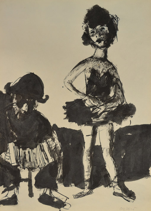 Taenzerin, um 1962, Tusche, Feder, Pinsel auf Papier, 42 x 29,5 cm