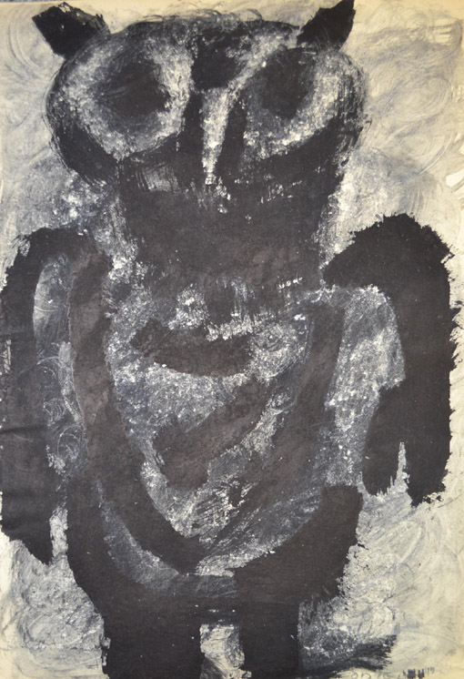 Uhu, um 1964, Tusche, 41,7 x 29,5 cm