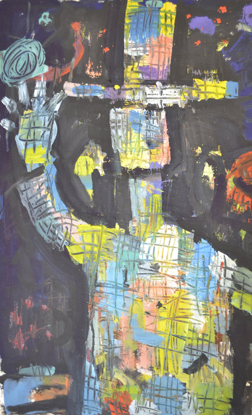 ohne Titel (Mann mit Hut), um 1964, Tempera, 59,2  x 35,9 cm