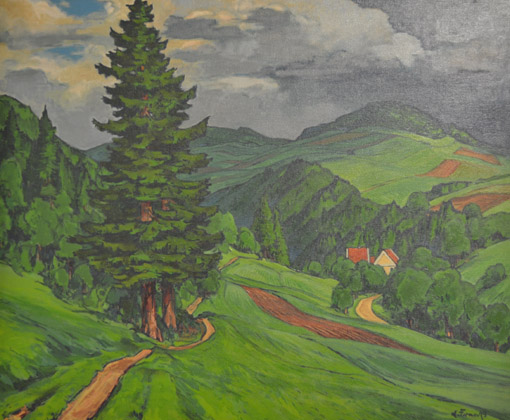 Erich Fraass, Waldrand, 1950er,60er Jahre, Oel auf Leinwand, 94,5 x 114,5 cm