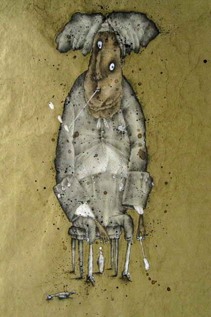 Dreiviertel elfe im Olymp, 2013, Mischtechnik, 29,3 x 20,6 cm Kopie