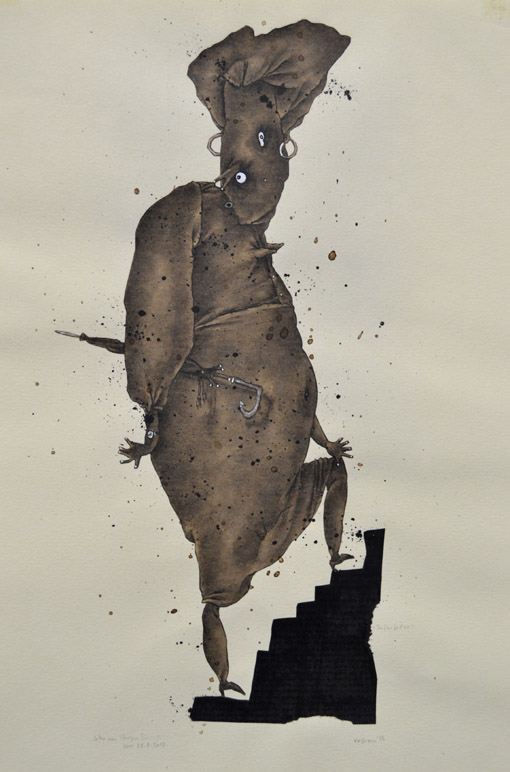 Stufenluder, 2013, Mischtechnik, Collage, 29,5 x 19,8 cm