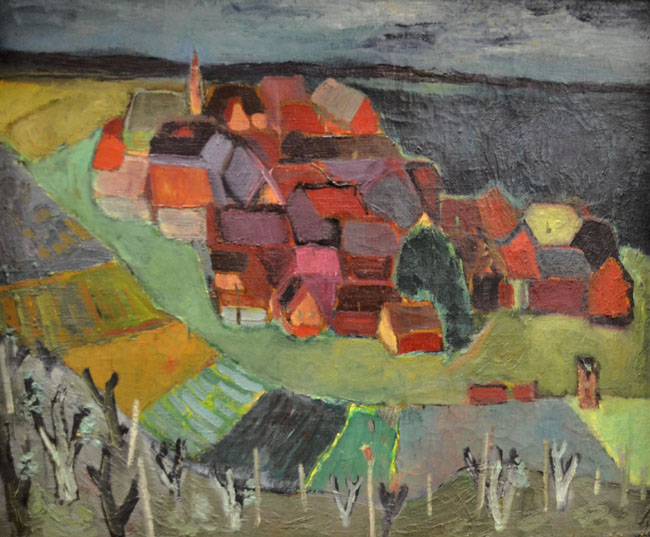 004 Dorf im Unstruthtal, 1950, Öl, 50 x 60 cm