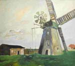 009 Windmühle auf Fischland, 1953, Öl, 55 x 61 cm