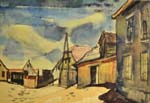 029 Dorfplatz in Dobis, 1948, Aqaurell, 44 x 61,5 cm