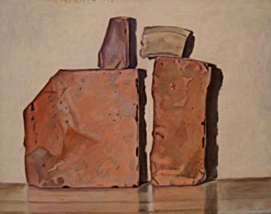 Vier Backsteine- Öl auf Leinwand- 1998- 50 x 65 cm