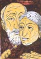 36- Jüdisches Ehepaar, 1958, Aquarellstift, 30,5 x 21,5 cm