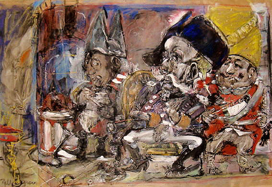 Der Trommler in Nöten, Mischtechnik, o.J., ca. 60 x 80 cm