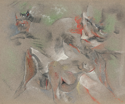 Die Nacht der heiligen Elisabeth, 1923, Pastell, 25,4 x 31 cm