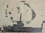 Lustiger Dampfer Bleisitft über Ritzzeichnung 1970er Jahre 42 x 56 cm