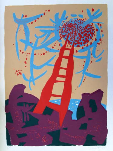 Frühling, Rote Leiter 1974 Siebdruck 57 x 45