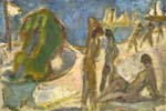 Helmut Lander o.T. (Badende) 1950 Öl auf Leinwand 37 x 53,5 cm
