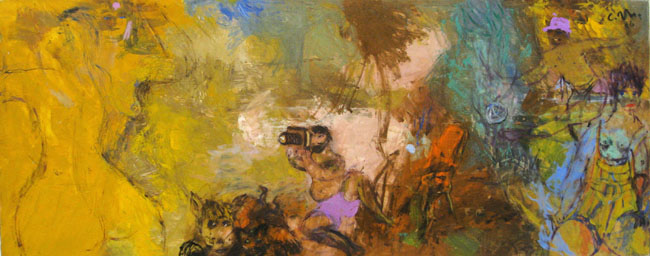 025 Impression am Waldersee, 1986, Öl auf Hartfaser, 50,8 x 127,2 cm