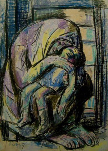 o T Pieta  um 1959 Pastell auf Papier 74x53 cm